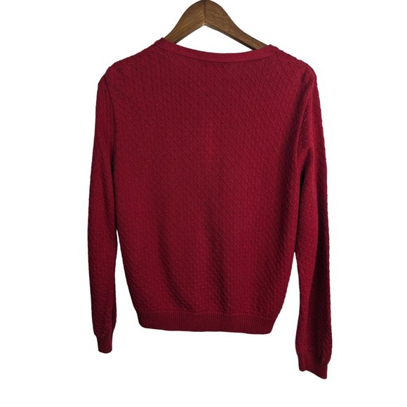 Talbots 2 Pc Set Red Cable Knit Top Cardigan Cotton Blend Made in the USA Sz PS - Picture 4 of 14